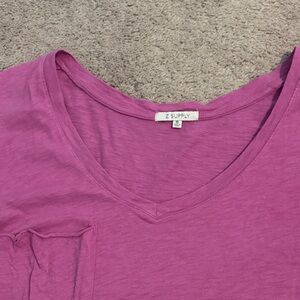 Z Supply Women's Pink V-Neck Tee